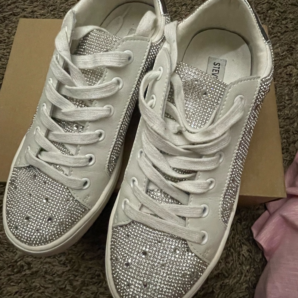 Steve Madden Silver Embellished Sneakers